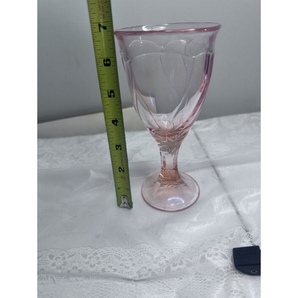 Two Sweet Swirl Pink Water Goblets Ice Water Footed Glasses Noritake Replacement - Picture 9 of 10